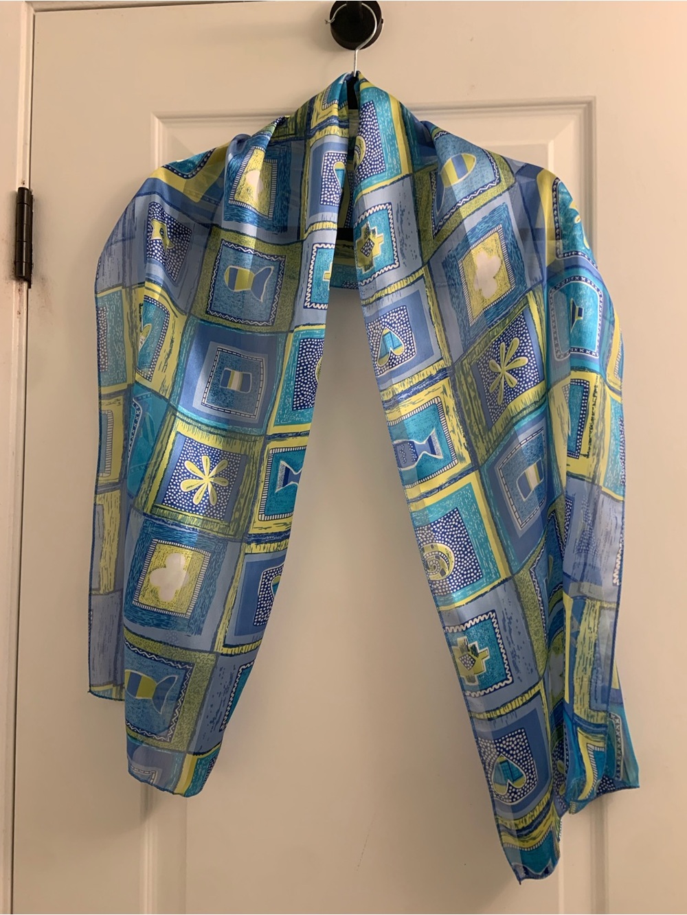 Blue and Yellow Geometric Sheer Curtain Panel - Lightweight Window Drape